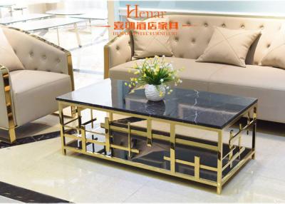 China Mesa de centro de cristal de lujo del acero inoxidable de los muebles de la sala de estar del oro del rectángulo de moda en venta