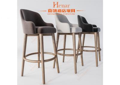 China Beige & Grey Fabric Solo Wood Modern Bar Chairs For Night Club / Bar for sale