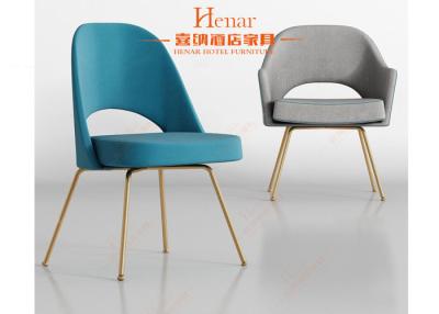 China Fashion Modern Dining Room Chairs With Golden Metal Legs / Restaurant Armchairs for sale