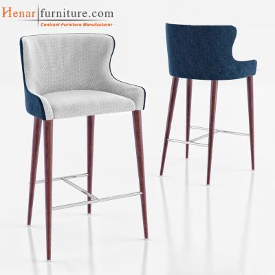 China Wooden Breakfast Bar Stools / High Strength Modern Bar Chairs with Fabric Seat for sale