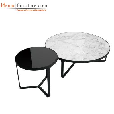 China Faux Marble Top Coffee Table with Round Shape for sale