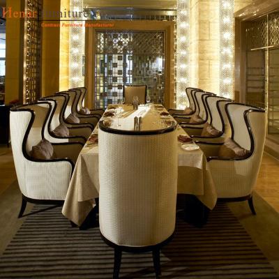 China Nordic Style Restaurant Furniture Beige Fabric Industrial Wooden Dining Room Chairs for sale