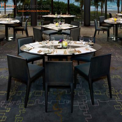 China Urban Style Restaurant Fabric Parson Dining Room Chair with Solid Wood Legs for sale