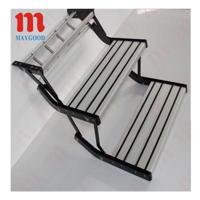 China Pedal surface is MAYGOO anodized aluminum double folding steps for vans and motorhome can load 220KG with CE certificate for sale