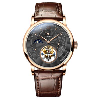 China Lobinni 8883 Full Wrist Watch Calendar Flying Tourbillon Manual Watches Custom Luxury Logo Tourbillon Mens Skeleton Men's Seagull Watch for sale