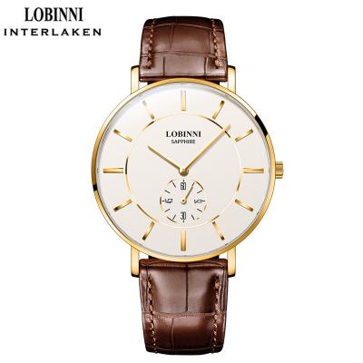 China OEM Men's Casual Leather Date LOBINNI 3001 Men's Quartz Movement Watch Band Business Automatic Wristwatch Fashion Stainless Steel Latest Unisex for sale