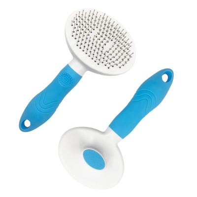 China Stocked Stainless Steel Pins Pet Shedding Comb Dog Grooming Brush For Dog Cat for sale