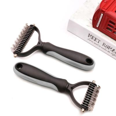 China Stocked Cat Grooming Dematting Comb Pet Dog Grooming Cleaning Products Grooming Tools Pet Hair Deshedding for sale