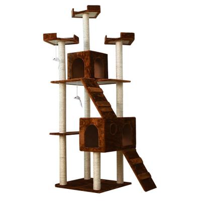 China Factory Direct Selling Sisal Castle Large Modern Scratch Pet Scratcher Modern Climbing Wooden Tower Cat Tree for sale