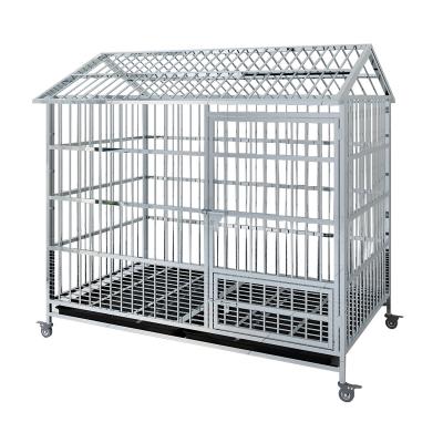 China New Design Breathable Roof Style Heavy Duty Stainless Steel Dog Cage Kennel With Wheels For Sale for sale