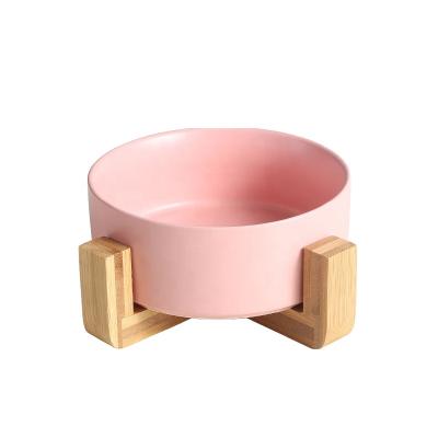 China Factory direct sale OEM viable ceramic dog bowl pet food water feeder pink white bowl for dogs cats for sale