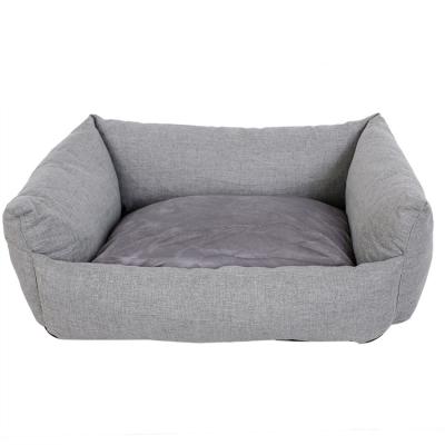 China OEM Breathable Logo Promotional Gray Foldable Luxury Custom Made Available Wholesale Sofa Large Pet Dog Bed for sale