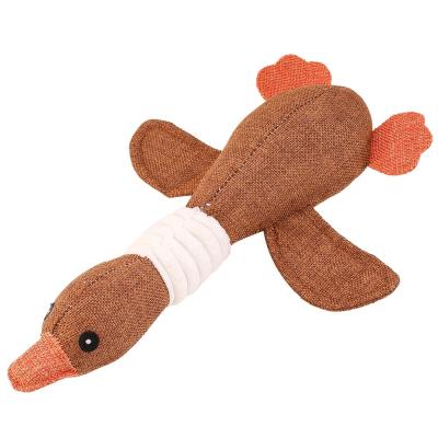 China Durable Hot Selling Interactive Burlap Duck Dog Toy Wild Duck Goose Squeaky Interactive Squeaky Toy For Voice Dog Biting for sale