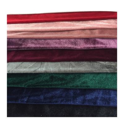 China Small MOQ anti-static velvet ks elastic and soft plain fabric with polyester for garment on stock for sale