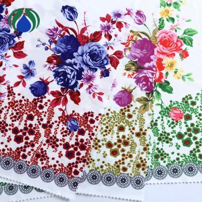 China Beautiful colorful Twill flower and leaf pattern printed clothes fdy fabric for sale