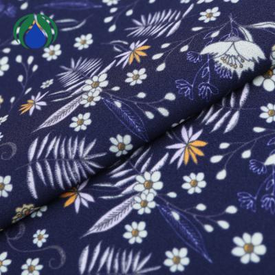 China 2018 Hot Selling Blue Woven China Flower Print Chiffon Wool Dobby Fabric Shrink-Resistant for sale