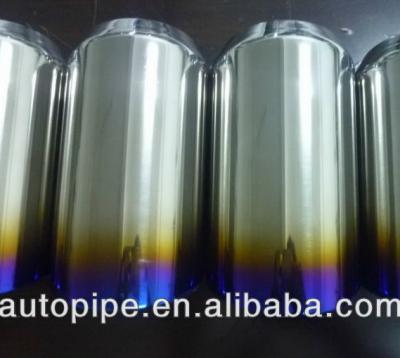 China Titanium Alloy Blue Round Universal Exhaust Pipe Burnt End Tip for sale