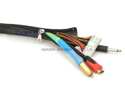 China Cable Harness Zipper Cable Sleeve Braided Wrap Flame Retardant Eco Friendly for sale