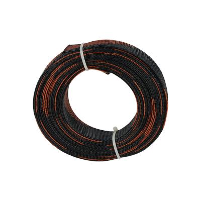 China 1-100mm Recyclable PET Expandable Braided Sleeving Black / Orange Flame Retardant for sale