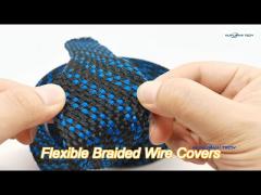 Black PET Expandable Braided Cable Sleeving Electrical Wiring Harness 3.0mm