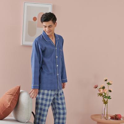 China 2022 New Arrival Men's Pajamas Blank Pajamas Set Breathable Christmas Plaid Cotton High Quality for sale