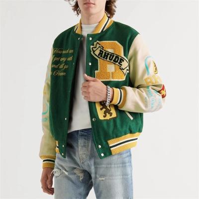 China Breathable Custom Patchwork Embroidered Popular Color Patchwork Bomber Letterman Varsity Jackets Coats For Men for sale