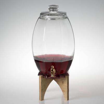 China New Arrival Viable Clear Glass Beverage Dispenser Jar Glass Beverage Dispenser With Wooden Stand And Glass Lid for sale