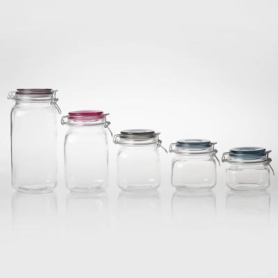 China Wholesale Lid Storage Containers Canned Food Glass Colorful Airtight Storage Jar Jars And Bottle With Ceramic Seal Lid for sale