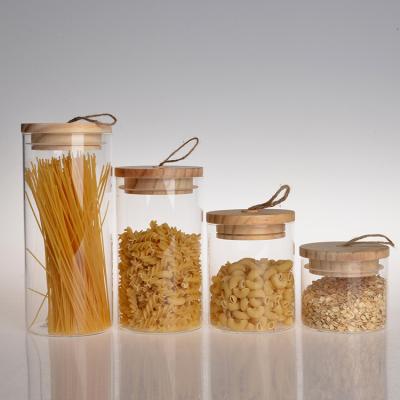 China High Borosilicate Glass Jar Glass Containers Most Popular Microwavable Glass Storage Jar With Bamboo Lid for sale