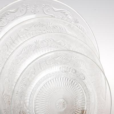 China Disposable Price Table Promotion Dinner Dish Glass Charger Decorative Clear Dishes for sale