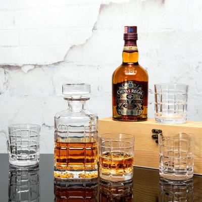 China Wholesale Modern Drinking Glasses Crystal Glass Whiskey Decanter Bottle Sets With Gift Box for sale