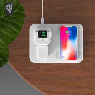 China Cell Phone Qi-Certified 3 in 1 15W Wireless Fast Charging Station Dock Stand for iWatch for Airpods for sale