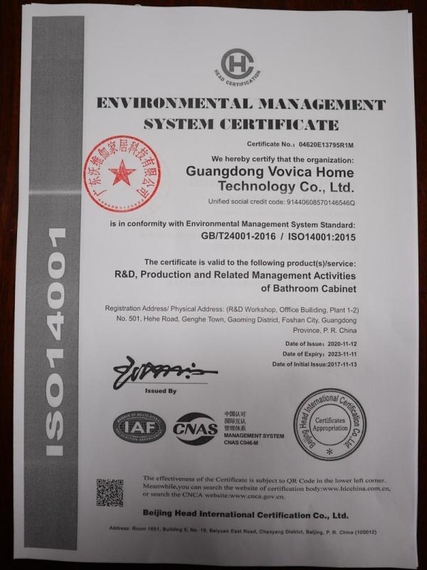 ISO14001 - Guangdong Vovica Home Technology Co., Ltd.