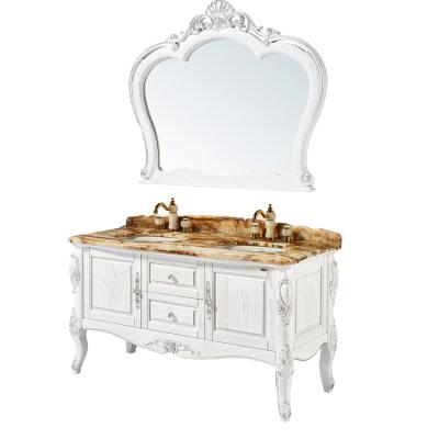 China EUROPEAN Antique Bathroom Vanity Cabinet Luxury Classic Bathroom Furniture With Mirror for sale