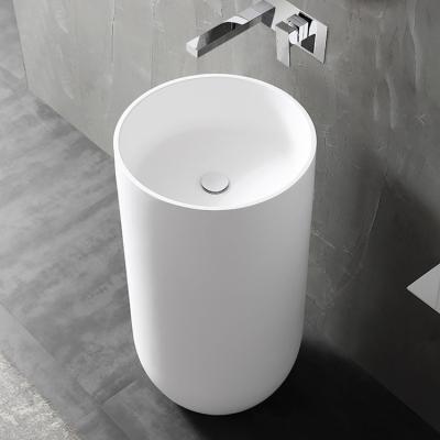 China Eco - Friendly Artificial Stone Bathroom Pedestal Lavatory Sink for sale