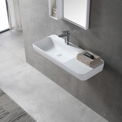 China Modern Bathroom Sink Wall Hung Sink Solid Surface Stone Basin Cast Basin Resin Stone Stone Sink for sale