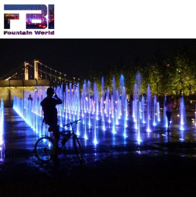 China / street decoration fountain blue led light water bubble column floor platform outdoor music kids playing fountains for sale