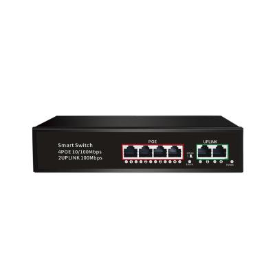 China FTTX 10/100M 4POE and 2RJ45 POE Switch IEEE802.3af/at for sale