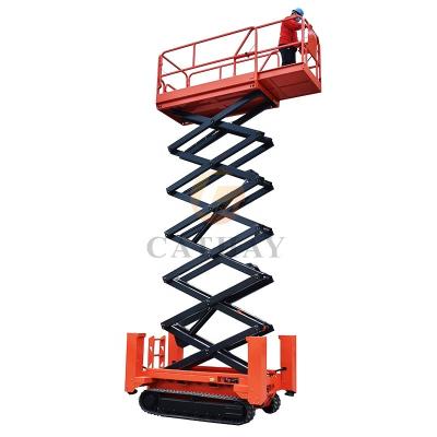 China Small 3~14m High Load Electric Scissor Hotels All Terrain Lift With Ce for sale