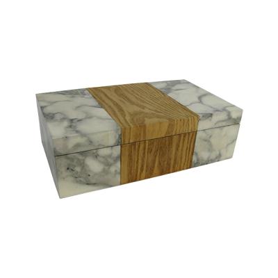 China Handmade high-end fashion classic wooden gift box marble splicing decoration crate solid wood wooden gift box for sale