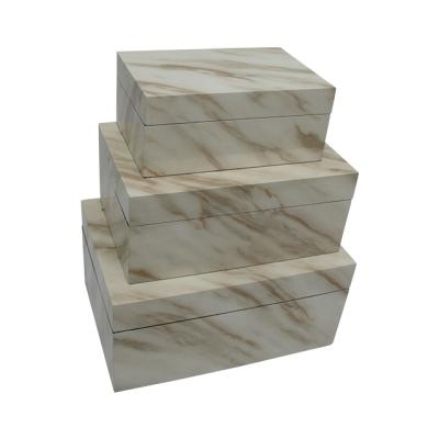 China Handmade high-end fashion classic wooden gift box with white marble decoration crate wooden gift box for sale