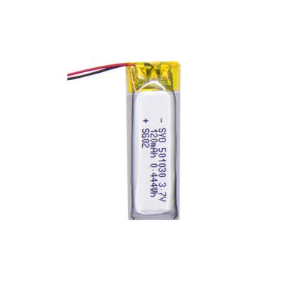 China toys 3.7v 501030 120mAh rechargeable lithium polymer battery cell for headphone earphone for sale