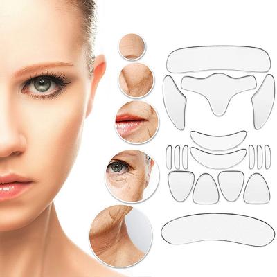 China Chin Paste Facial Eye Wrinkle Remover Face Lift Tape Silicone Wrinkle Patches 16Pcs Anti Wrinkle Forehead Cheek Sticker Reusable Anti for sale