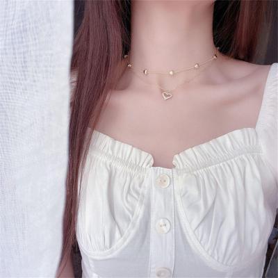 China New TRENDY Heart Shaped Double Layer Necklace Women Long Jewelry Necklace for sale