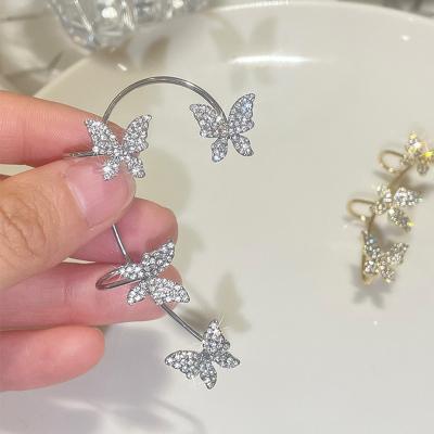 China Simple All-match Personality Diamond Butterfly Ear Clip Ear Hook Fairy Temperament Super Fashionable Instant Earrings Wholesale for sale