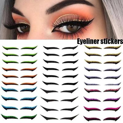 China New 5 Pairs Waterproof Reusable Glitter Eyeliner Eyelash Stickers Waterproof Liner and Eyelash Stickers for Eyes Makeup for sale