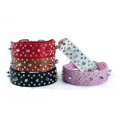 China Viable Drop Shipping Rivet Rhinestone Belt Bullet Nail Collar For Medium-Large Size Dog Pet Supplies Wholesale for sale