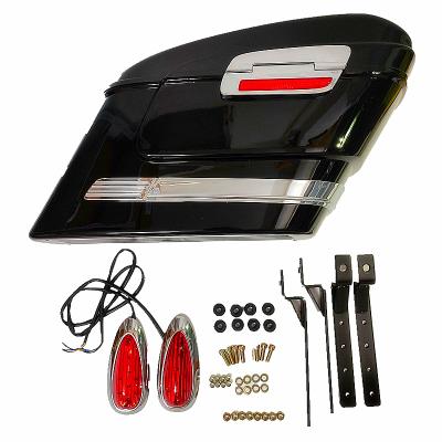 China Universal PVC Motorcycle Saddle Bags Side Led Trunk Cases For Indian Chief Black Horse Roadmaster Bobber Saddlebags for sale