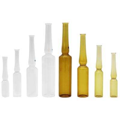 China Personal Care Factory Ampoule Bottle Essence Liquid Control Glass Curving Bottle Folding Injection Bottle Medicinal Wholesale for sale