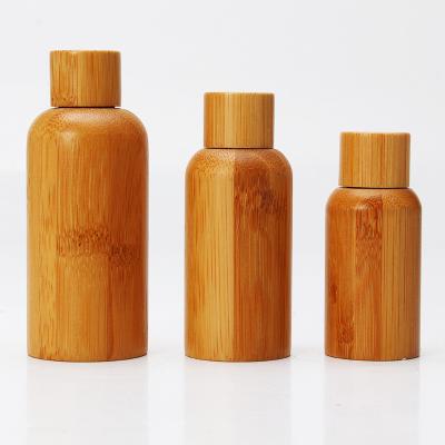 China 20ml 35ml 55ml Lotion Skin Care Bamboo Bottle Cosmetic Bamboo PET/glass Personal Care Cosmetic Packaging Bamboo Amber Inner Echo Friendly for sale